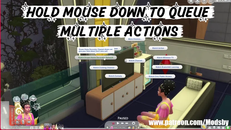 Queue Multiple Actions with this new game-changing mod: MODSBY QUEUE MENU. Download pre-release candidate v0.4.5-alpha